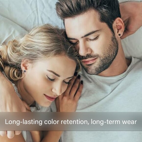 Set of 6 Black Screw Back CZ Stud Earrings for Women and Men, Hypoallergenic 316 - Picture 9 of 9